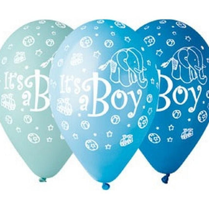 Kék It's a Boy léggömb, lufi 5 db-os 12 inch (30 cm)