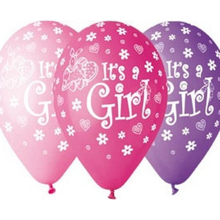 It's a Girl Pink léggömb, lufi 5 db-os 12 inch (30 cm)