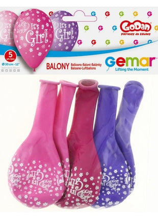 It's a Girl Pink léggömb, lufi 5 db-os 12 inch (30 cm)