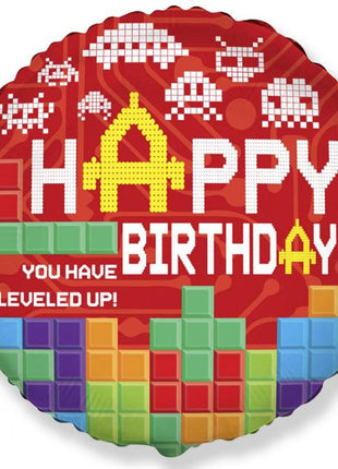 Lego mintázatú Happy Birthday Bricks fólia lufi 48 cm