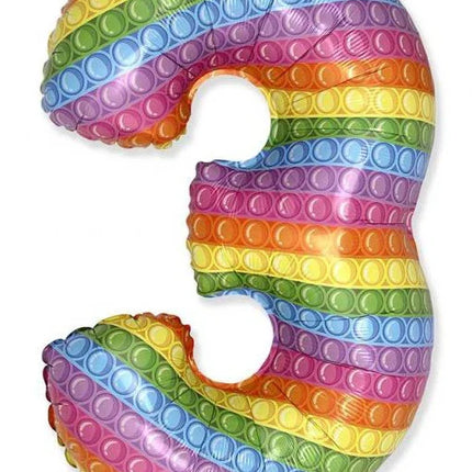Pop It 3-as szám fólia lufi 69 cm (WP)