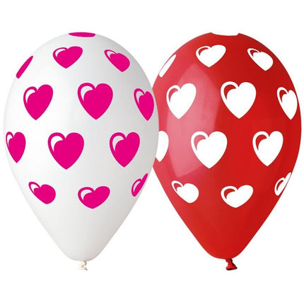 Szív Heart léggömb, lufi 5 db-os 12 inch (30 cm)