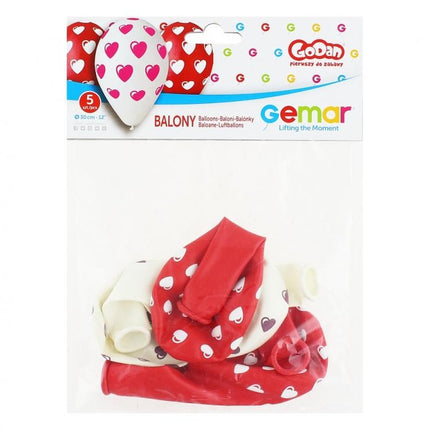 Szív Heart léggömb, lufi 5 db-os 12 inch (30 cm)