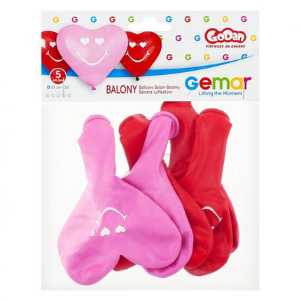 Szív Smiling Hearts léggömb, lufi 5 db-os 10 inch (25 cm)
