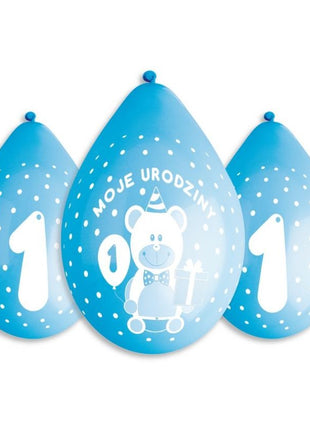 Első születésnap Blue függő léggömb, lufi 5 db-os 12 inch (30 cm)