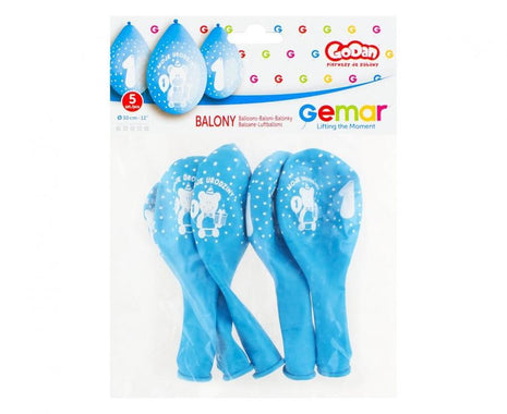 Első születésnap Blue függő léggömb, lufi 5 db-os 12 inch (30 cm)
