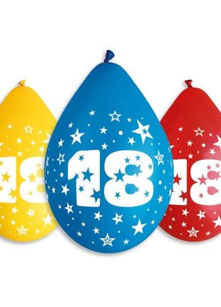 Happy Birthday 18 Star függő léggömb, lufi 5 db-os 12 inch (30 cm)
