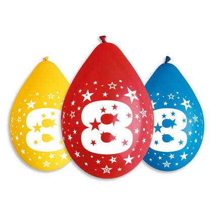 Happy Birthday 8 Star függő léggömb, lufi 5 db-os 12 inch (30 cm)
