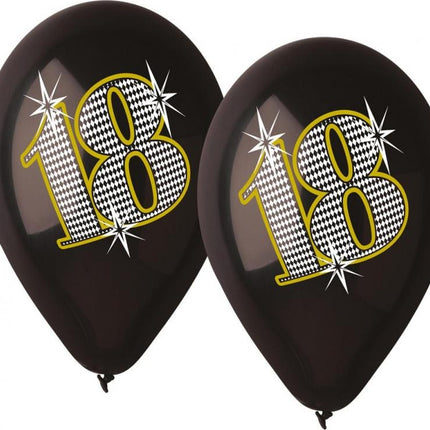Happy Birthday 18 Black léggömb, lufi 5 db-os 12 inch (30 cm)
