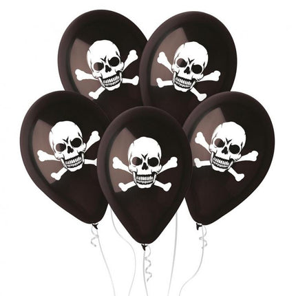 Koponya Black léggömb, lufi 5 db-os 12 inch (30 cm)