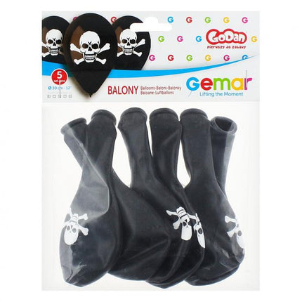 Koponya Black léggömb, lufi 5 db-os 12 inch (30 cm)