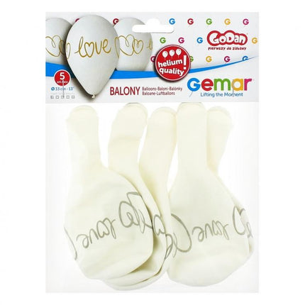 Szerelem White léggömb, lufi 5 db-os 13 inch (33 cm)