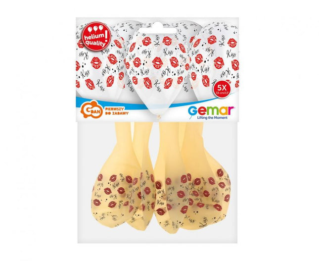 Csók Red léggömb, lufi 5 db-os 13 inch (33cm)