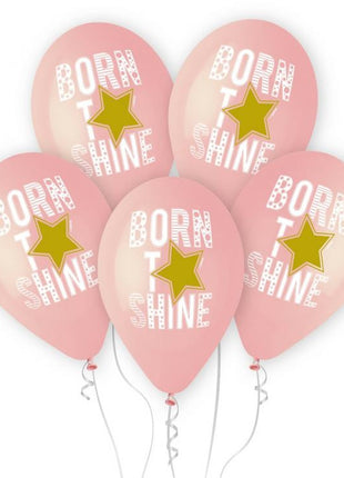 Born to Shine Pink léggömb, lufi 5 db-os 13 inch (33 cm)