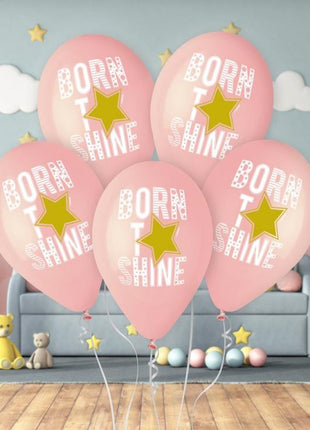 Born to Shine Pink léggömb, lufi 5 db-os 13 inch (33 cm)