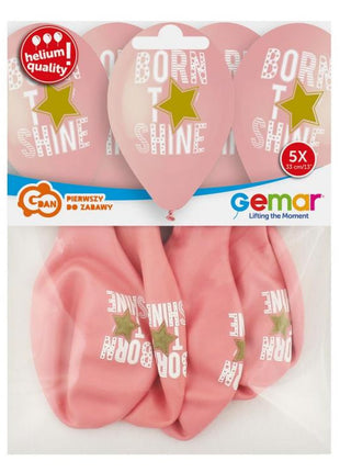 Born to Shine Pink léggömb, lufi 5 db-os 13 inch (33 cm)