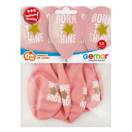 Born to Shine Pink léggömb, lufi 5 db-os 13 inch (33 cm)