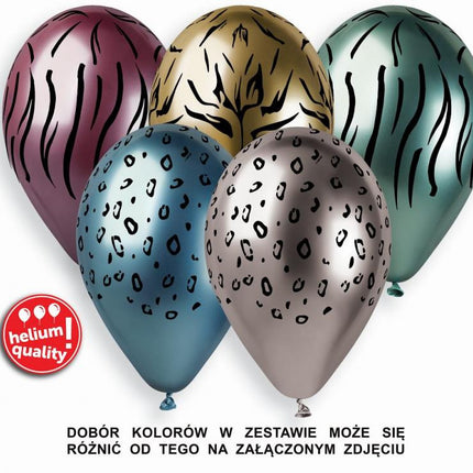 African Animals Shiny, Állatos léggömb, lufi 5 db-os 13 inch (33 cm)