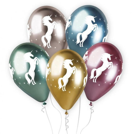 Unicorn Shiny, Unikornis léggömb, lufi 5 db-os 13 inch (33 cm)