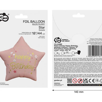 Happy Birthday Matt Pink csillag fólia lufi 44 cm