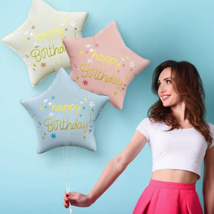 Happy Birthday Matt Blue csillag fólia lufi 44 cm