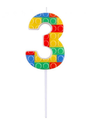 Építőkocka 3-as Pick Blocks tortagyertya, számgyertya