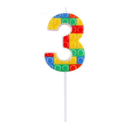 Építőkocka 3-as Pick Blocks tortagyertya, számgyertya