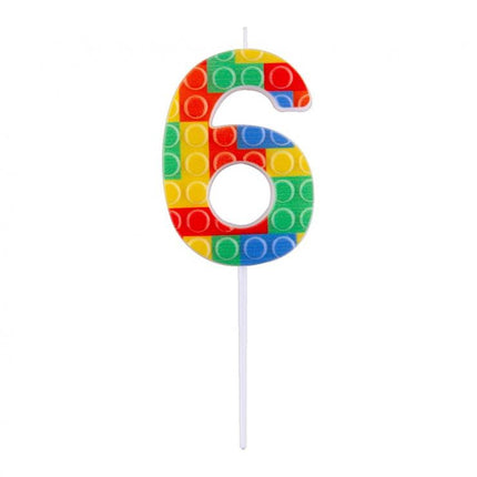 Építőkocka 6-os Pick Blocks tortagyertya, számgyertya