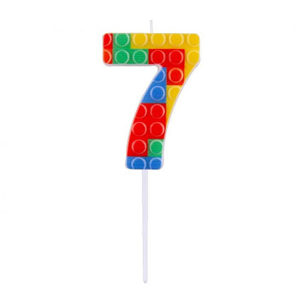 Építőkocka 7-es Pick Blocks tortagyertya, számgyertya
