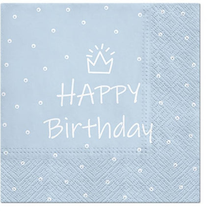 Happy Birthday Kék Light Blue szalvéta 20 db-os 33x33 cm