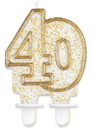 Arany csillámos 40-es Gold tortagyertya, számgyertya