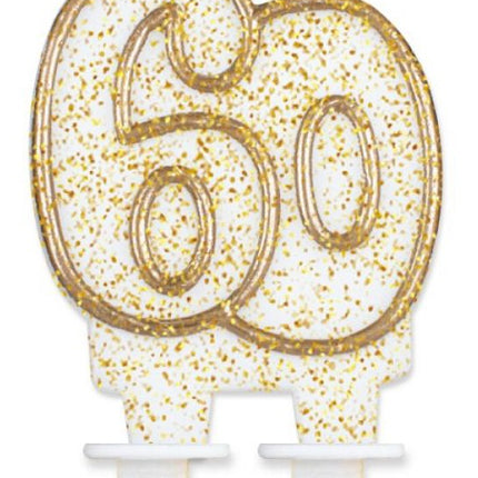 Arany csillámos 60-as Gold tortagyertya, számgyertya