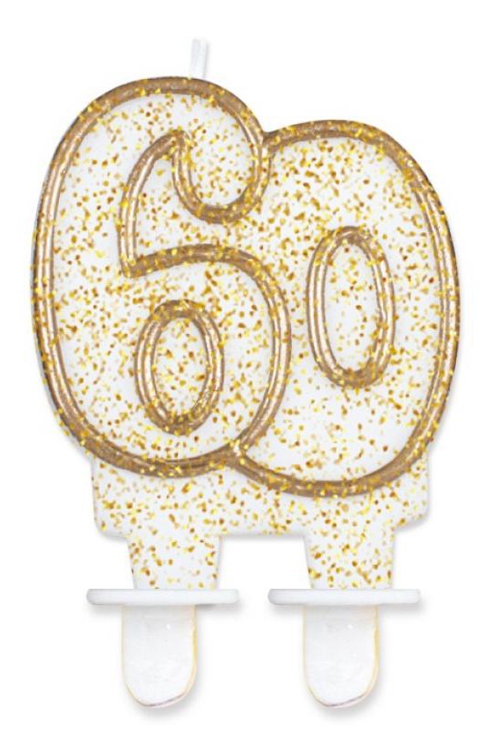 Arany csillámos 60-as Gold tortagyertya, számgyertya