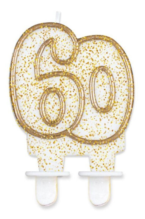 Arany csillámos 60-as Gold tortagyertya, számgyertya