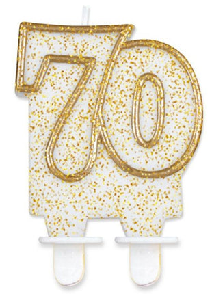 Arany csillámos 70-es Gold tortagyertya, számgyertya