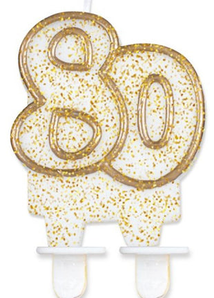 Arany csillámos 80-as Gold tortagyertya, számgyertya