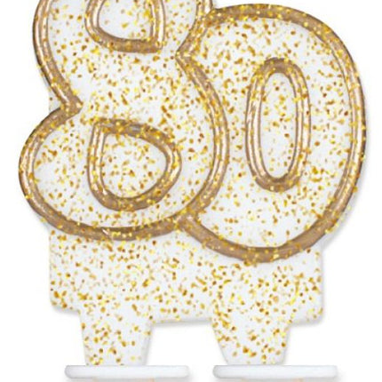 Arany csillámos 80-as Gold tortagyertya, számgyertya