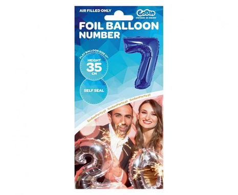 Kék Blue 7-es mini szám fólia lufi 35 cm