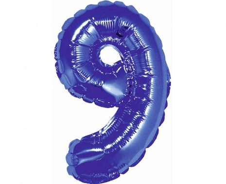 Kék Blue 9-es mini szám fólia lufi 35 cm