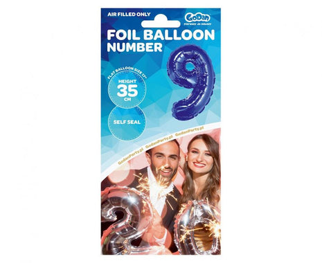 Kék Blue 9-es mini szám fólia lufi 35 cm