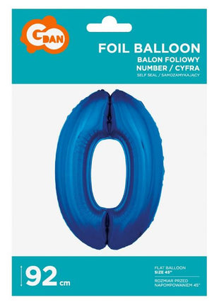 Kék 0-ás B&C Blue szám fólia lufi 92 cm