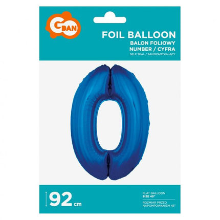 Kék 0-ás B&C Blue szám fólia lufi 92 cm