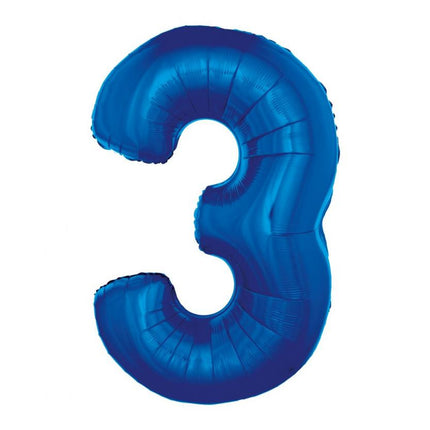 Kék 3-as B&C Blue szám fólia lufi 92 cm