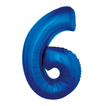 Kék 6-os B&C Blue szám fólia lufi 92 cm