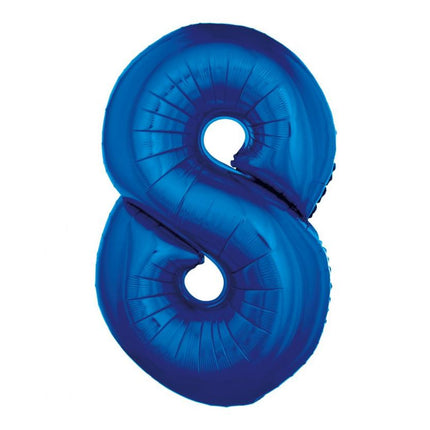 Kék 8-as B&C Blue szám fólia lufi 92 cm