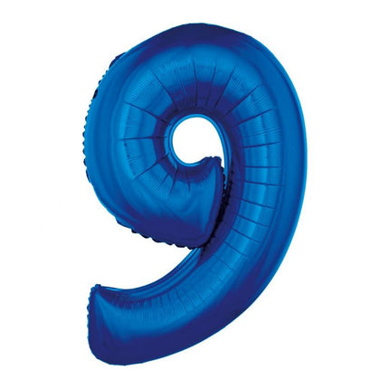 Kék 9-es B&C Blue szám fólia lufi 92 cm