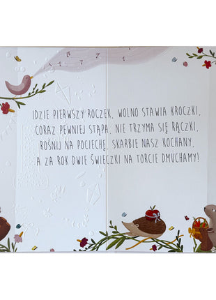 Első születésnap Pink üdvözlőkártya + boríték