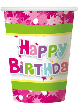 Happy Birthday Pink papír pohár 6 db-os 270 ml