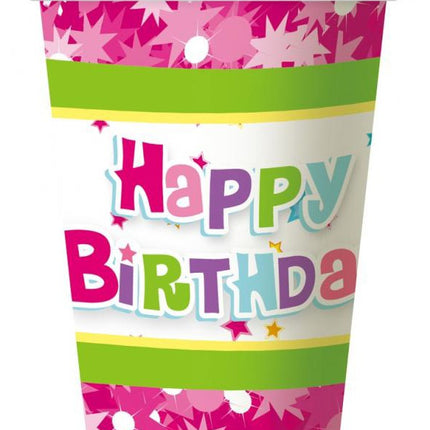 Happy Birthday Pink papír pohár 6 db-os 270 ml