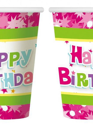Happy Birthday Pink papír pohár 6 db-os 270 ml